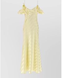 Self-Portrait - Off Shoulder Satin Dress Spaghetti Straps Ruffles - Lyst