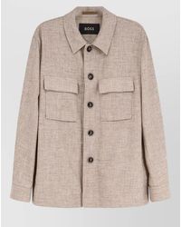 BOSS - Virgin Wool Silk Linen Shirt Jacket - Lyst