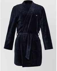 Emporio Armani - Velour Logo Embroidered Bath Robe - Lyst