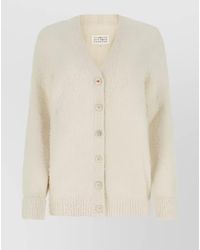 Maison Margiela - Cotton Oversized Ribbed-Knit V-Neck Cardigan - Lyst