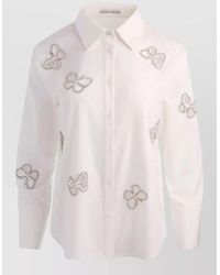 Alice + Olivia - Relaxed Fit Shirt Crystal Butterfly Cutouts - Lyst