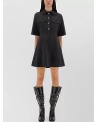 Ganni - Scuba Neoprene Jewel Button Mini Dress - Lyst