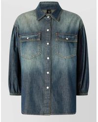 Pinko - Danae Denim Shirt Short Sleeve Pockets - Lyst