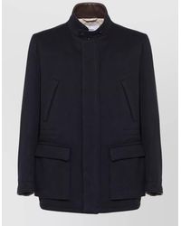 Lardini - Cashmere Virgin Wool High Neck Long Sleeve Coat - Lyst