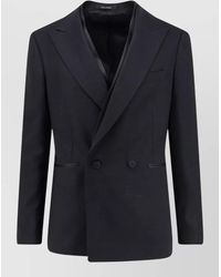Tagliatore - Viscose Silk Tailored Double Breasted Blazer - Lyst