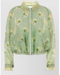 Fendi - Organza Bomber Jacket Sheer Floral Design - Lyst
