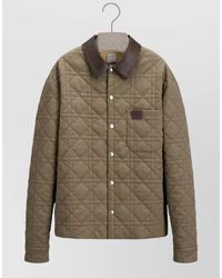 Dior - Woven Jacket Contrast Collar Quilted Design - Lyst