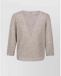 Peserico - Sequin Embellished V-Neck Knitwear - Lyst