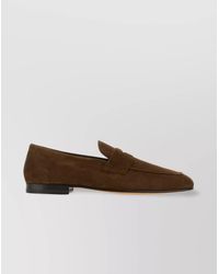 Tod's - Almond Toe Penny Strap Loafers Suede Finish - Lyst