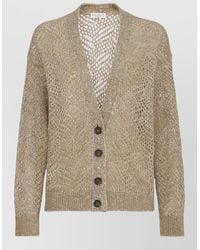 Brunello Cucinelli - V Neck Sequin Cardigan Long Sleeves - Lyst