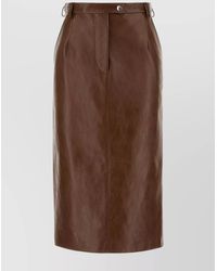 Prada - Leather Skirt With Back Slit And Belt Loops - Lyst