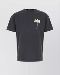 Palm Angels - Ribbed Cotton Crew Neck Short Sleeve T-Shirt - Lyst