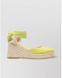 Castañer - Canvas Square Toe Ankle Strap Wedge Espadrilles - Lyst