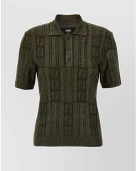 Fendi - Cable-Knit Wool Polo Shirt - Lyst