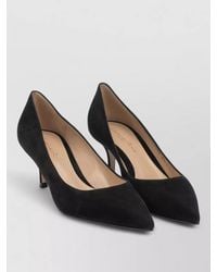 Gianvito Rossi - Kitten Heel Suede Pointed Toe Pumps 55Mm - Lyst