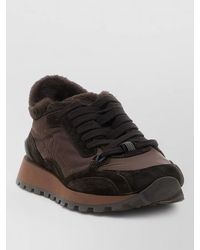 Brunello Cucinelli - Suede And Shearling Low-Top Sneakers - Lyst