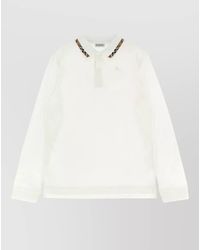 Burberry - Cotton Piqué Long-Sleeve Polo Shirt - Lyst