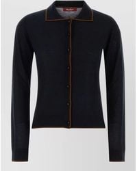 MM STUDIO - Silk Blend Targo Cardigan Collared Contrast Trim - Lyst