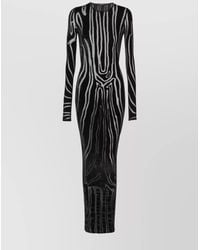 Balmain - Velvet Zebra-Print Long-Sleeve Open-Back Mini Dress - Lyst