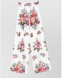 Dolce & Gabbana - Silk Floral-Print Wide-Leg Trousers - Lyst