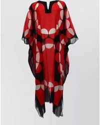 Dries Van Noten - Geometric V Neck Loose Sheer Beach Kaftan - Lyst