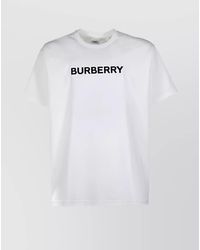 Burberry - Cotton Ribbed Crew-Neck Logo-Print T-Shirt - Lyst