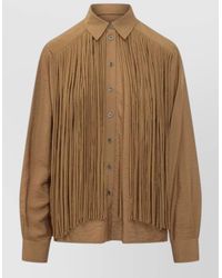 Pinko - Alessandria Viscose Shirt Jacket Fringe Collar - Lyst
