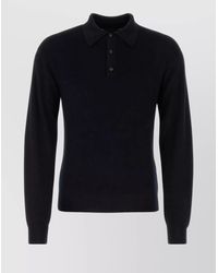 Prada - Ribbed Cashmere Blend Polo Shirt - Lyst