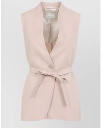 Peserico - Linen Belted Single-Breasted Gilet - Lyst