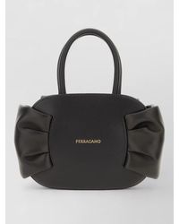 Ferragamo - Leather Mini Handbag Bow Detail Top Handles - Lyst