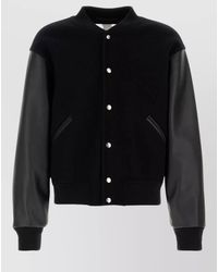 Jil Sander - Wool Bomber Jacket Leather Sleeves Detail - Lyst