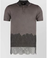Fendi - Cashmere Silk Lace Appliqué Short-Sleeve Polo Shirt - Lyst
