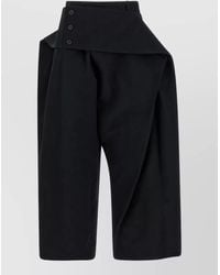 Issey Miyake - Jacquard Asymmetric Draped Cropped Wide-Leg Trousers - Lyst