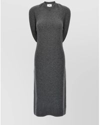 Courreges - Wool Draped Off-Shoulder Midi Dress - Lyst