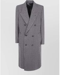 Emporio Armani - Virgin Wool Prince Of Wales Tweed Double-Breasted Coat - Lyst
