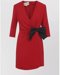 Valentino - Mini Dress With Bow And V-Neck - Lyst