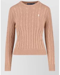 Polo Ralph Lauren - Braided Crew Neck Cotton Knit Sweater - Lyst