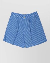 120% Lino - Bermuda Shorts Striped Pattern Belt Loops Pocket - Lyst