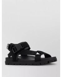 Prada - Fabric Suede Sandals Open Toe Flat Sole - Lyst