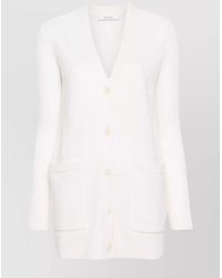 Max Mara - Ribbed V-Neck Wool Cashmere Cardigan - Lyst