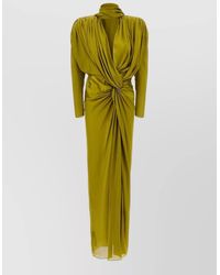 Balmain - Silk Draped Knot-Detail Maxi Dress - Lyst
