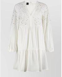 Pinko - Cotton Broderie Anglaise Mini Dress - Lyst
