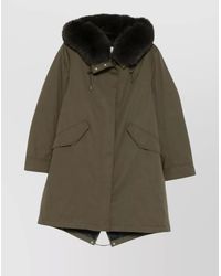 Yves Salomon - Fur Hood Long Parka Coat - Lyst