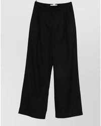 DUNST - High Waist Pleated Wide Leg Belted Trousers - Lyst