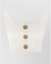 Balmain - Cotton Sleeveless Cropped Top - Lyst