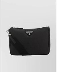 Prada - Leather Crossbody Bag With Adjustable Shoulder Strap - Lyst