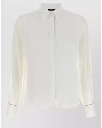 Peserico - Stretch Cotton Shirt Tailored Collar Sheer Sleeves - Lyst