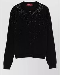 Gucci - Wool Ribbed Crystal-Embellished Crew-Neck Cardigan - Lyst