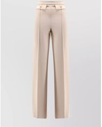 Elisabetta Franchi - Wide Leg High Waist Trousers With Buttoned Flaps - Lyst