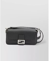 Fendi - Regular Baguette Stitched Leather Shoulder Bag - Lyst